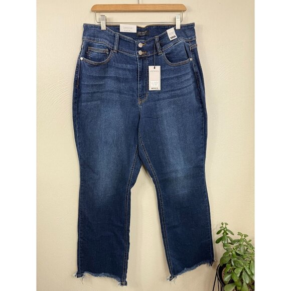 Judy Blue Womens Blue High Rise Boot Cut Distressed‎ Jeans Size 18W Stretch NWT